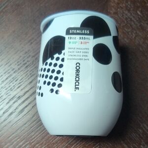 Brand New Corkcicle Black and White Polka Dot Stemless Tumbler!